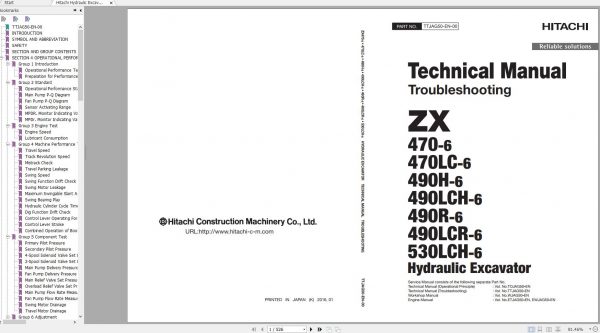 Hitachi Hydraulic Excavator ZX470 6 to 530LCH 6 Shop Manuals 3