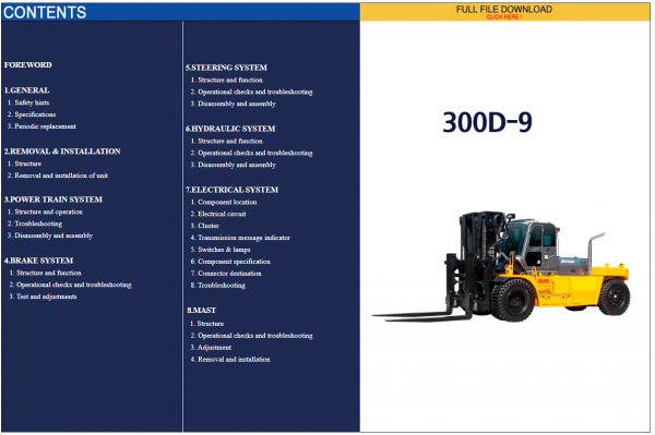 Hyundai Forklift Trucks Service Manual Updated 03.2021 Offline DVD 5