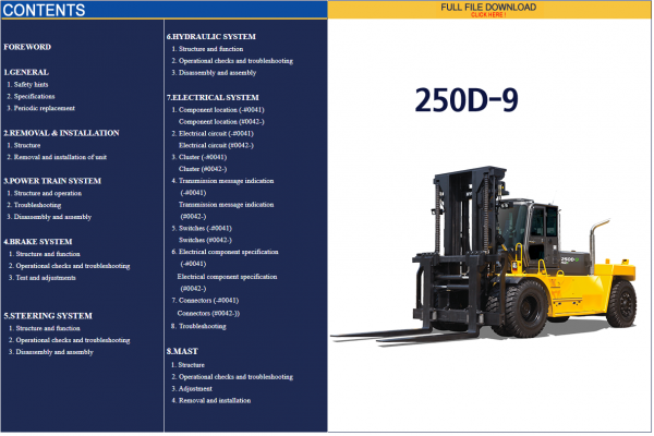 Hyundai Forklift Trucks Service Manual Updated 03.2021 Offline DVD 6