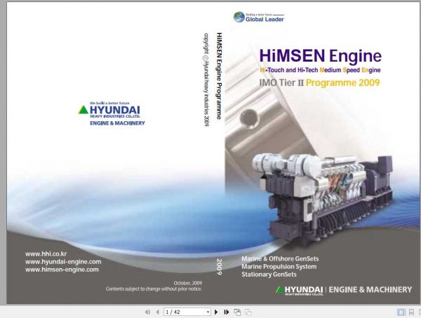 Hyundai Himsen IMO Tier Programme 2009 Instruction Book 1