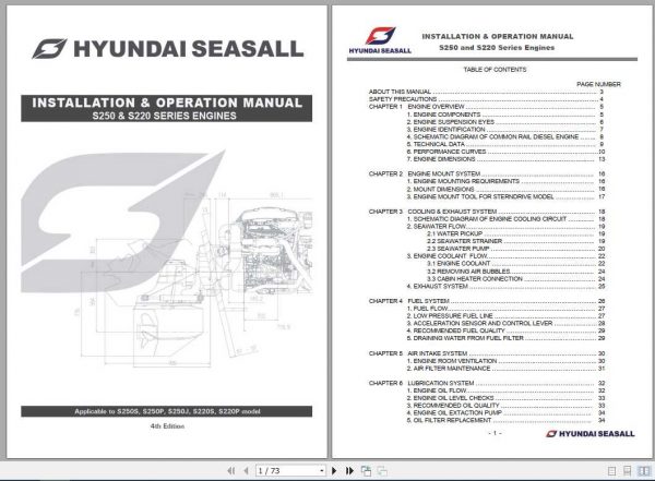 Hyundai SeasAll S250 and S220 Series Engines Installation Operation Manual 1