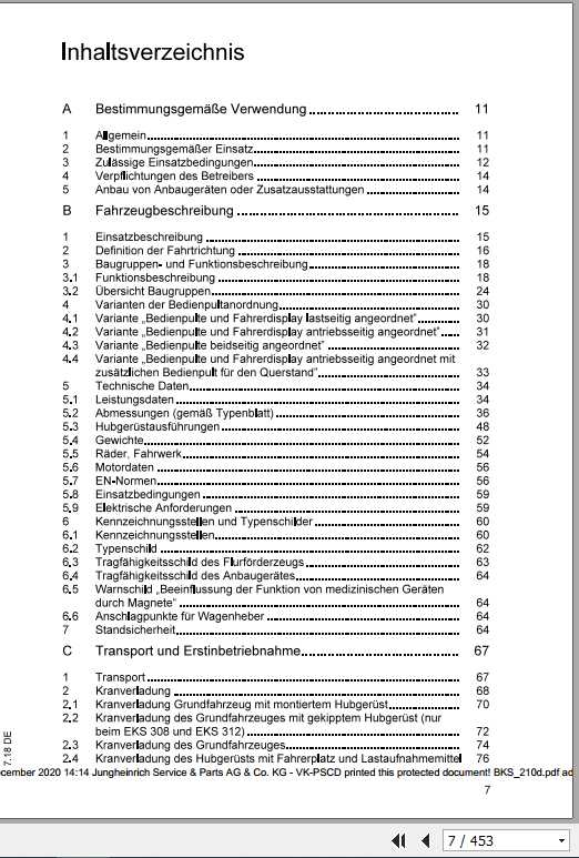 Jungheinrich Forklift 208 312 Operating Manual DE 2 1