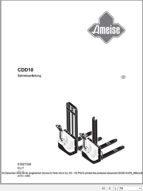Jungheinrich Forklift CDD10 DE Operating Manual 1