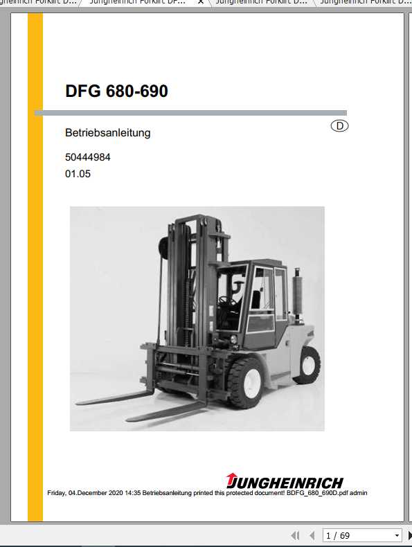 Jungheinrich Forklift DFG 660 1108D Operating Manual DE 2