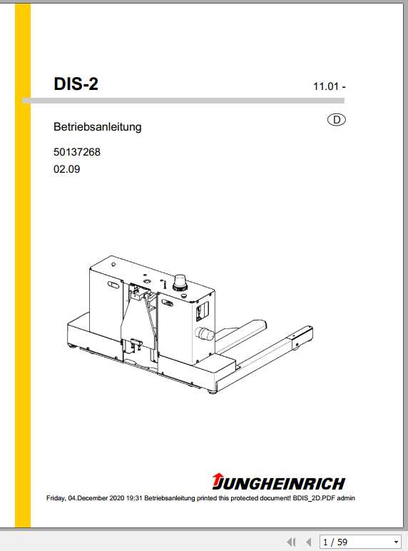 Jungheinrich Forklift DIS 2 Operating Manual DE 1