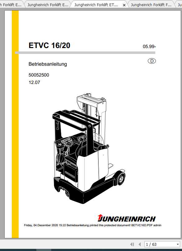 Jungheinrich Forklift ECC ECU Operating Manual DE 2
