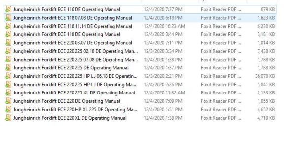 Jungheinrich Forklift ECE 116 225 Operating Manual DE 1