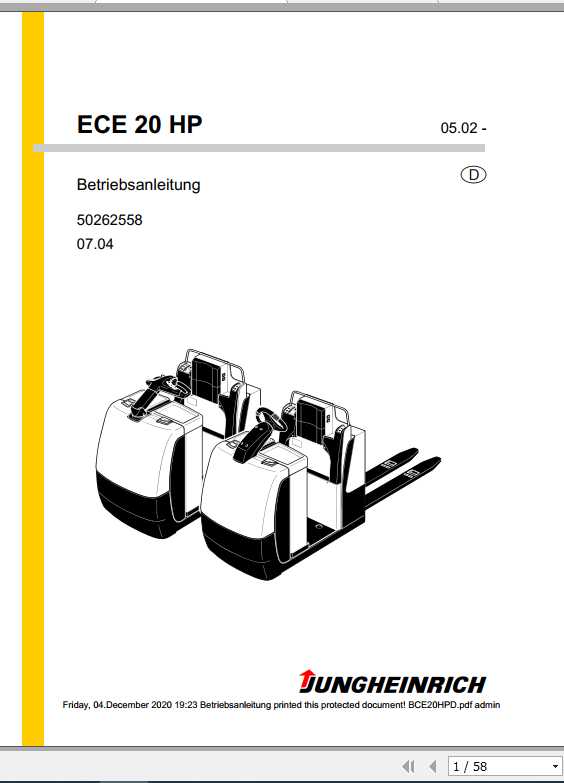 Jungheinrich Forklift ECE 20 Operating Manual DE 1