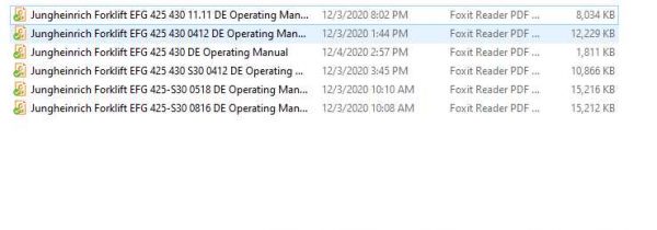 Jungheinrich Forklift EFG 425 430 Operating Manual DE 1