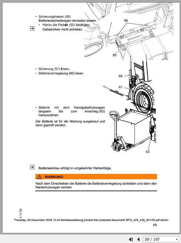 Jungheinrich Forklift EFG 425 430 Operating Manual DE 4