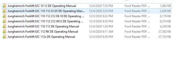 Jungheinrich Forklift EJC 110 112 Operating Manual DE 1