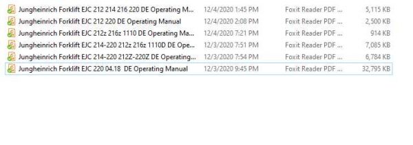 Jungheinrich Forklift EJC 212 220 Operating Manual DE 1