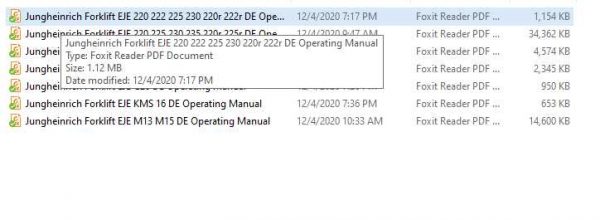 Jungheinrich Forklift EJE 220 230 Operating Manual DE 1