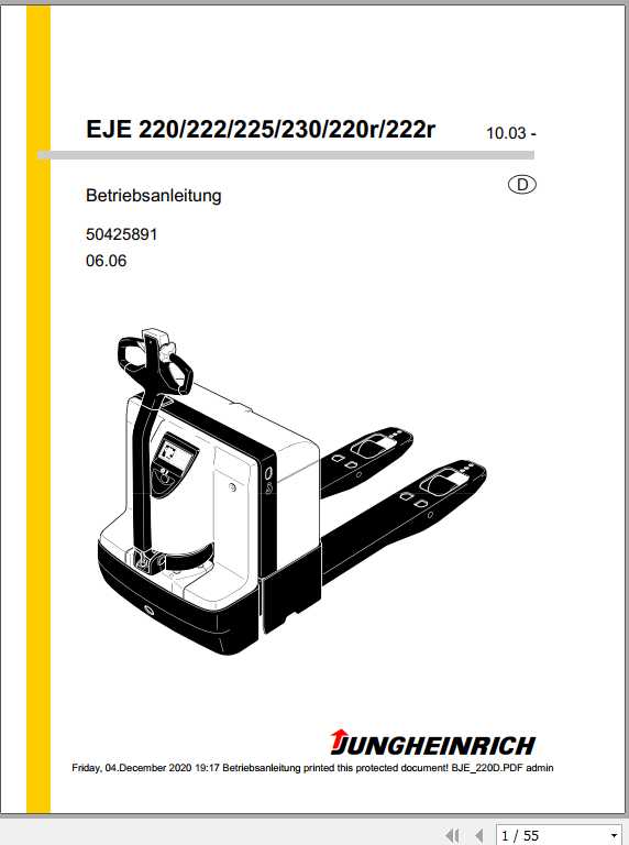 Jungheinrich Forklift EJE 220 230 Operating Manual DE 2