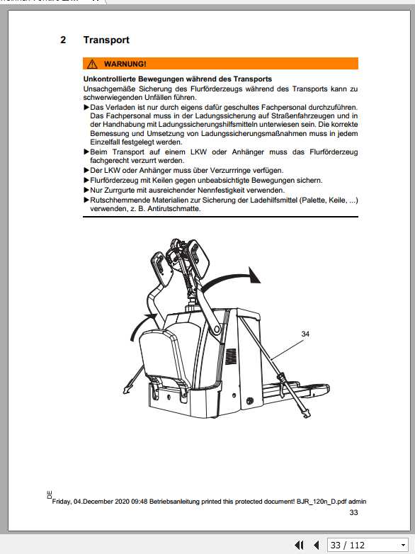Jungheinrich Forklift EJR 120n DE Operating Manual 2