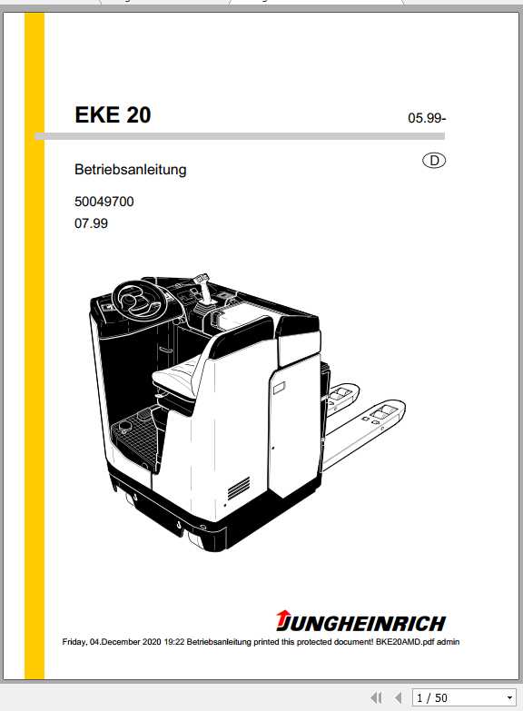 Jungheinrich Forklift EKE 20 EKE 30 2 AC Operating Manual DE 1