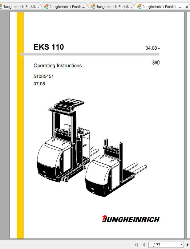Jungheinrich Forklift EKS 110 Operating Instructions 2
