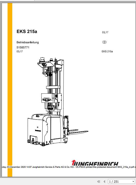 Jungheinrich Forklift EKS 215a DE Operating Manual 1