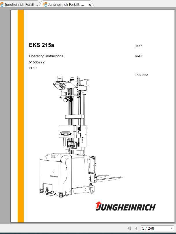Jungheinrich Forklift EKS 215a Operating Instructions 1