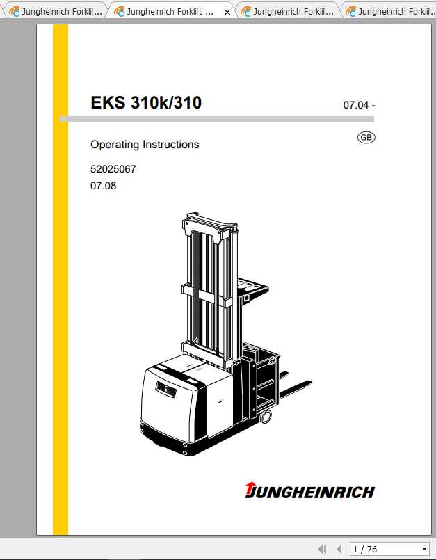 Jungheinrich Forklift EKS 308 314 Operating Instructions 1