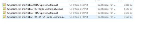 Jungheinrich Forklift EKS 308 515 Operating Manual DE 1