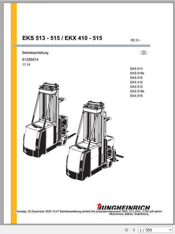 Jungheinrich Forklift EKS 513 EKX 410 515 DE Operating Manual 1