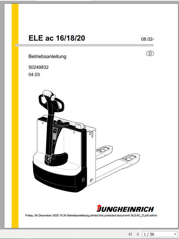 Jungheinrich Forklift ELE 16 18 20 Operating Manual DE 1