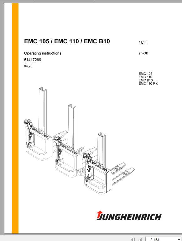 Jungheinrich Forklift EMC 105 110 B10 Operating Instructions 1
