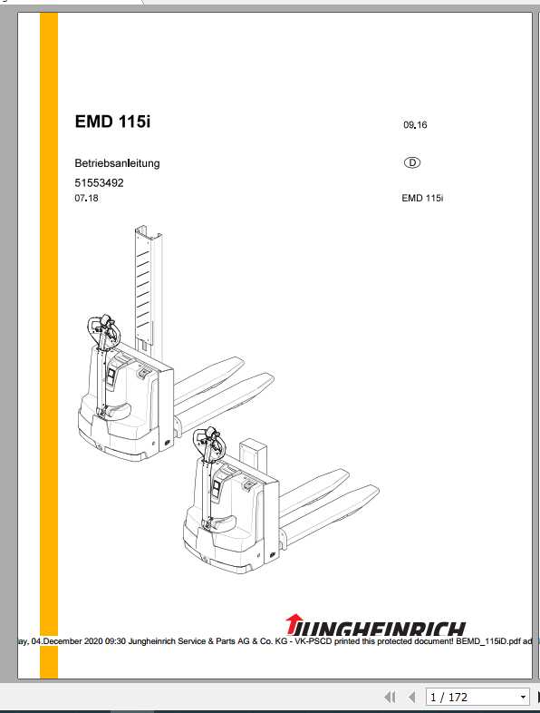 Jungheinrich Forklift EMD 115i DE Operating Manual 1