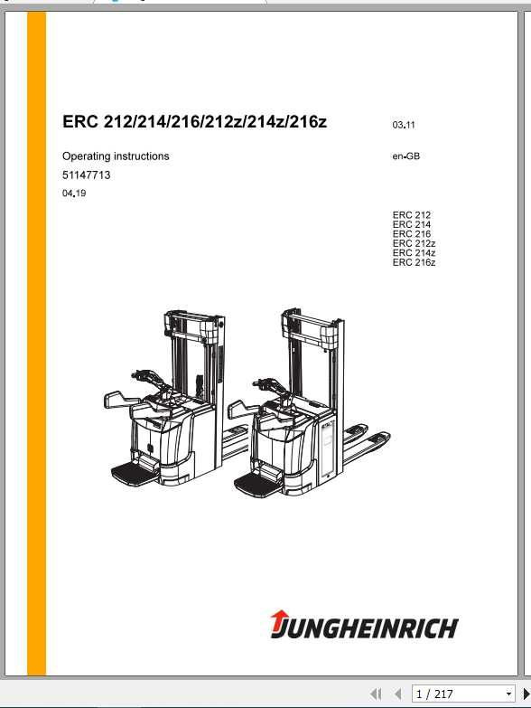 Jungheinrich Forklift ERC 212 220 Operating Instructions 1