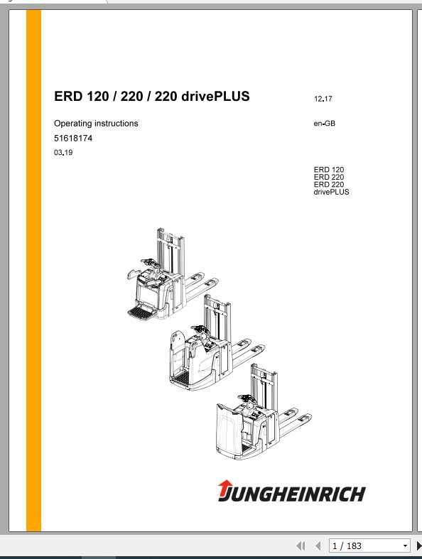 Jungheinrich Forklift ERD 120 220 220 drivePlus Operating Instructions 1