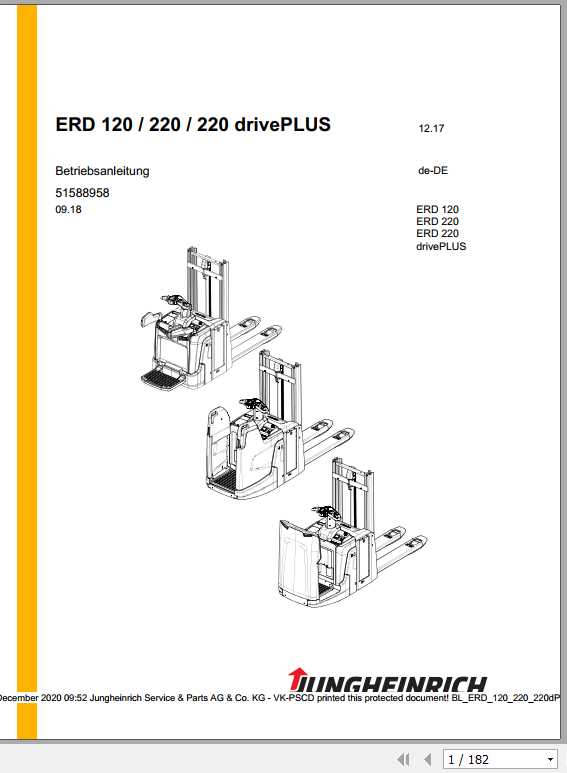 Jungheinrich Forklift ERD 120 220 Operating Manual DE 1