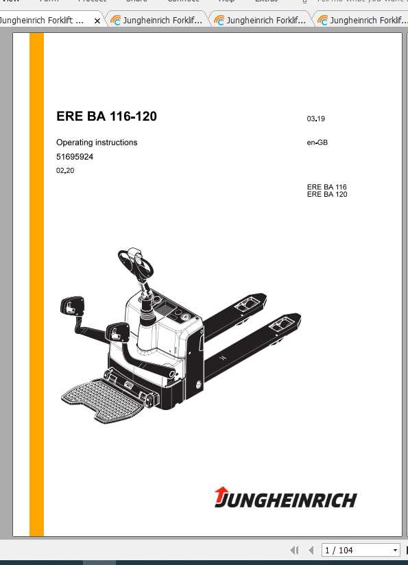 Jungheinrich Forklift ERE 116 225 Operating Instruction 1