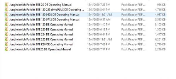 Jungheinrich Forklift ERE 120 225 Operating Manual DE 1