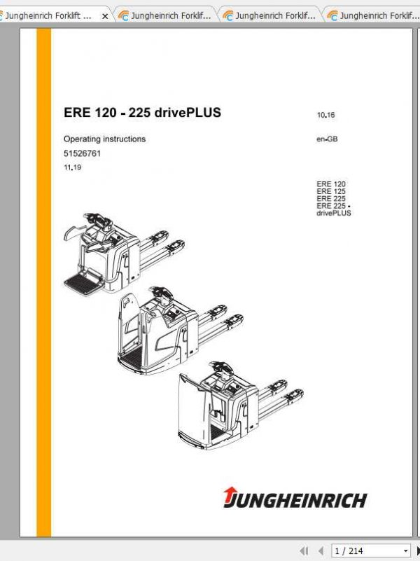 Jungheinrich Forklift ERE 120 Operating Instructions 1