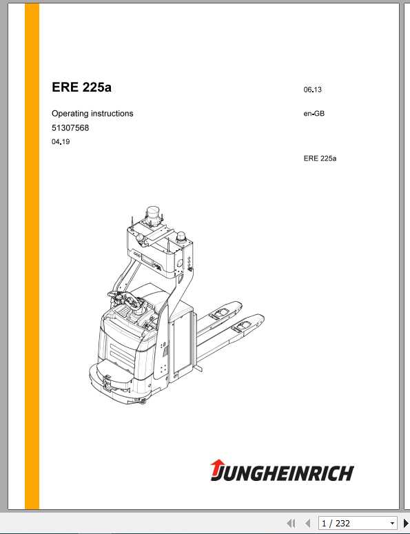 Jungheinrich Forklift ERE 225a Operating Instructions 1
