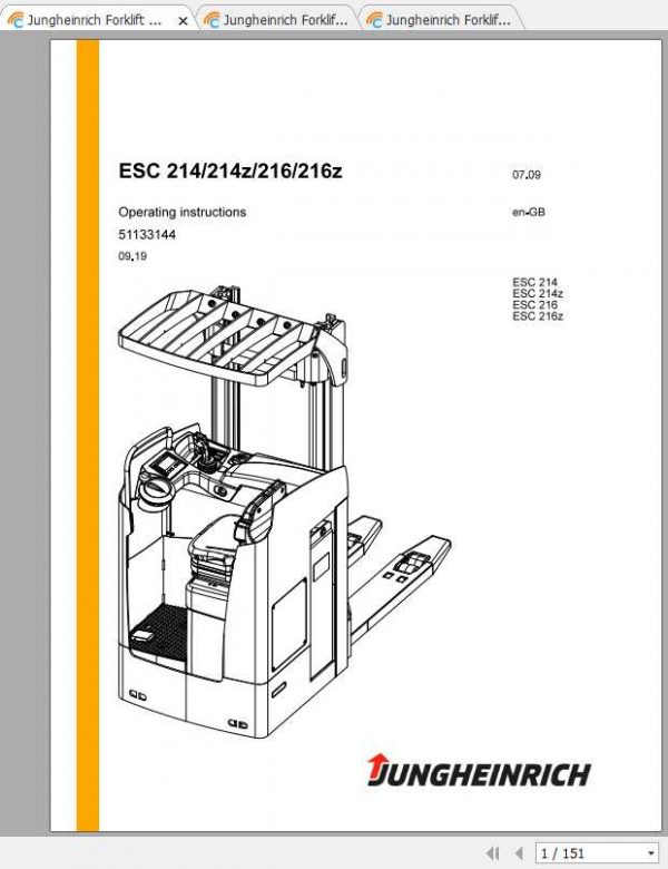 Jungheinrich Forklift ESC 213 316 Operating Instructions 1