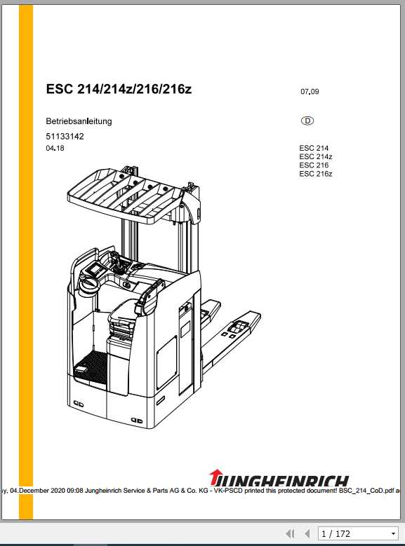 Jungheinrich Forklift ESC 213 316 Operating Manual DE 1