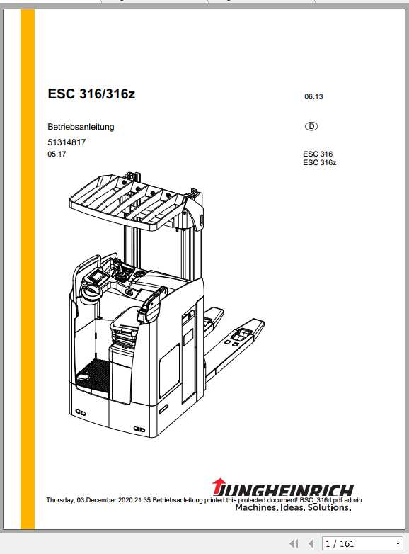 Jungheinrich Forklift ESC 213 316 Operating Manual DE 2