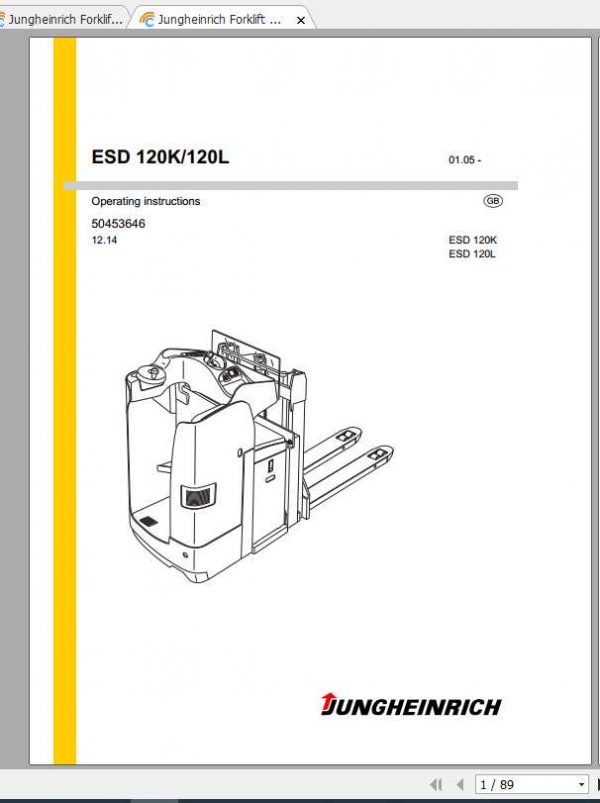 Jungheinrich Forklift ESD 120 Operating Instructions 1