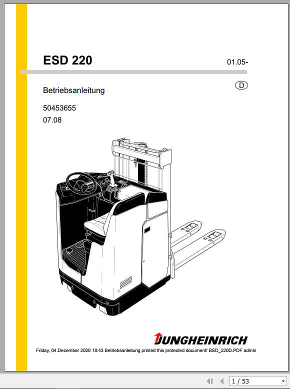 Jungheinrich Forklift ESD 220 Operating Manual DE 1