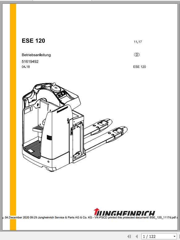 Jungheinrich Forklift ESE 120 Operating Manual DE 1