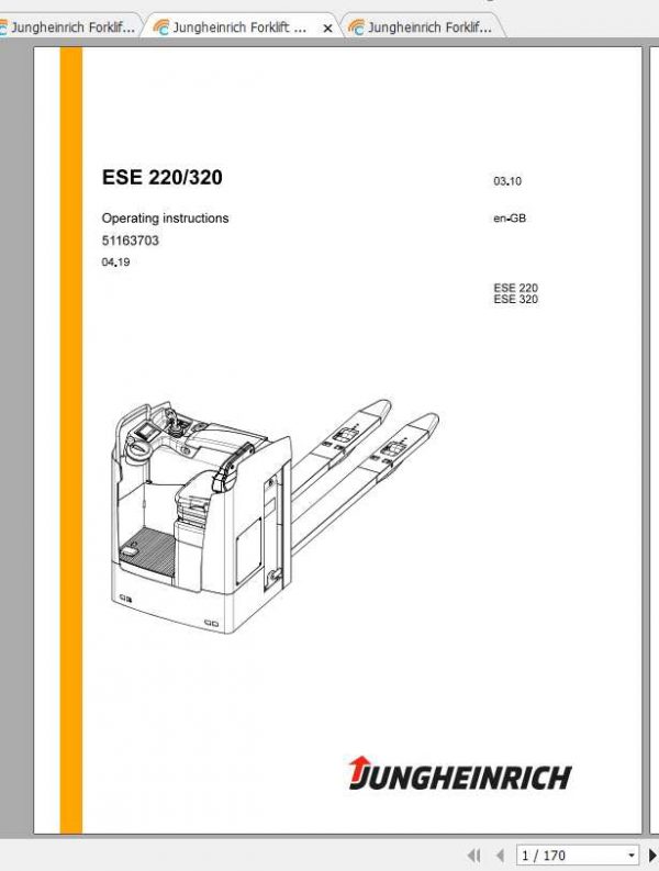 Jungheinrich Forklift ESE 220 320 Operating Instructions 1