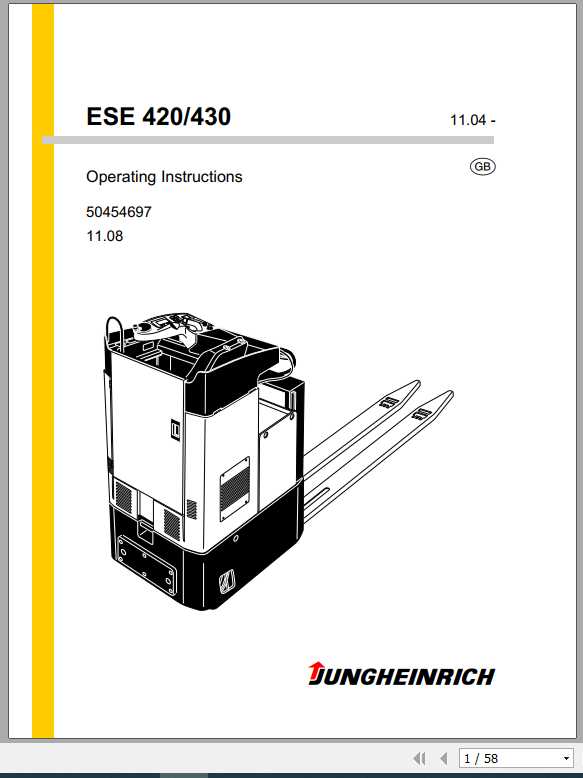 Jungheinrich Forklift ESE 420 430 Operating Instructions 1