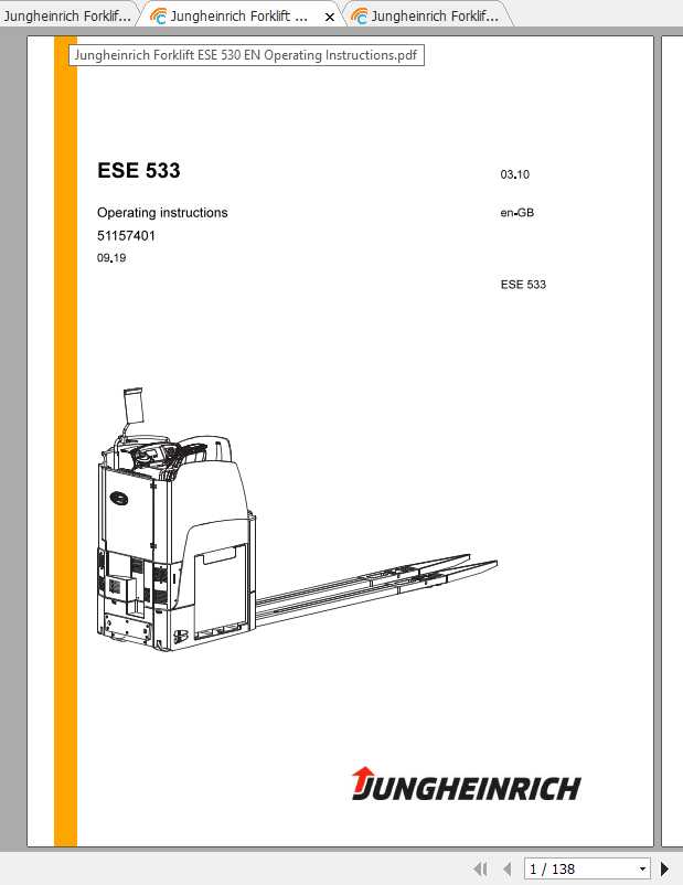 Jungheinrich Forklift ESE 530 533 Operating Instructions 1