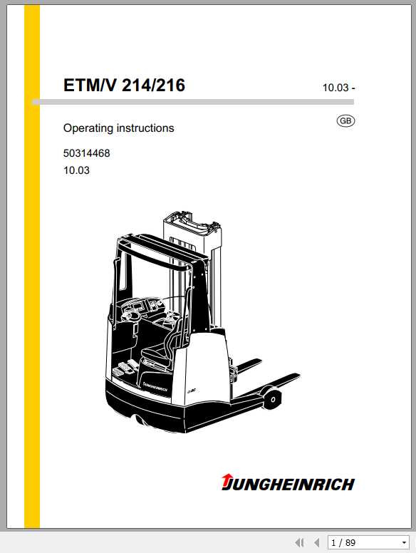 Jungheinrich Forklift ET M V 214 325 Operating Instructions 1