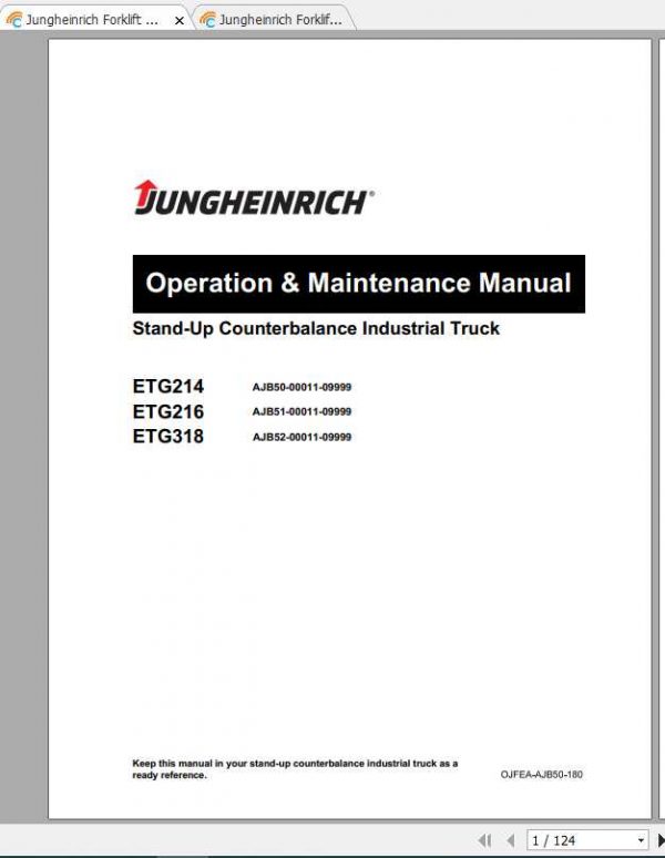 Jungheinrich Forklift ETG 214 355 Operating Instructions 1