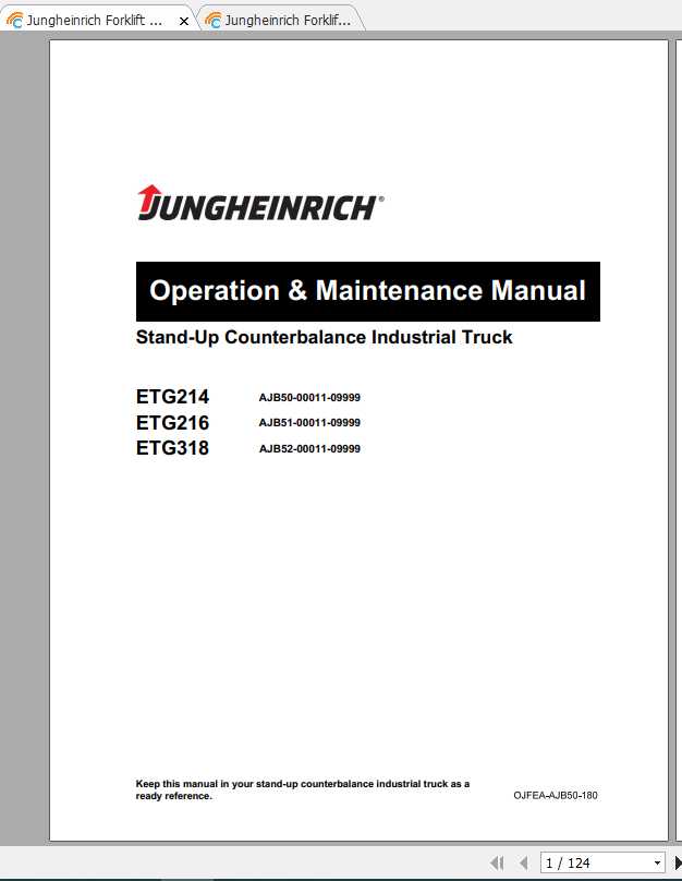 Jungheinrich Forklift ETG 214 355 Operating Instructions 1