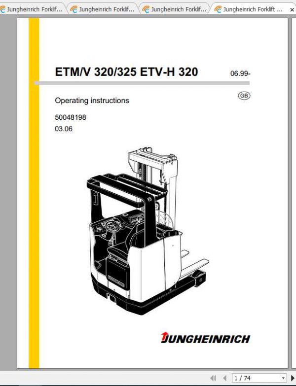 Jungheinrich Forklift ETMV 110 220 Operating Instructions 1