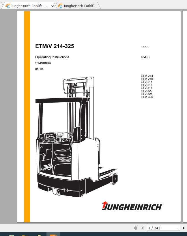Jungheinrich Forklift ETMV 214 325 Operating Instructions 1